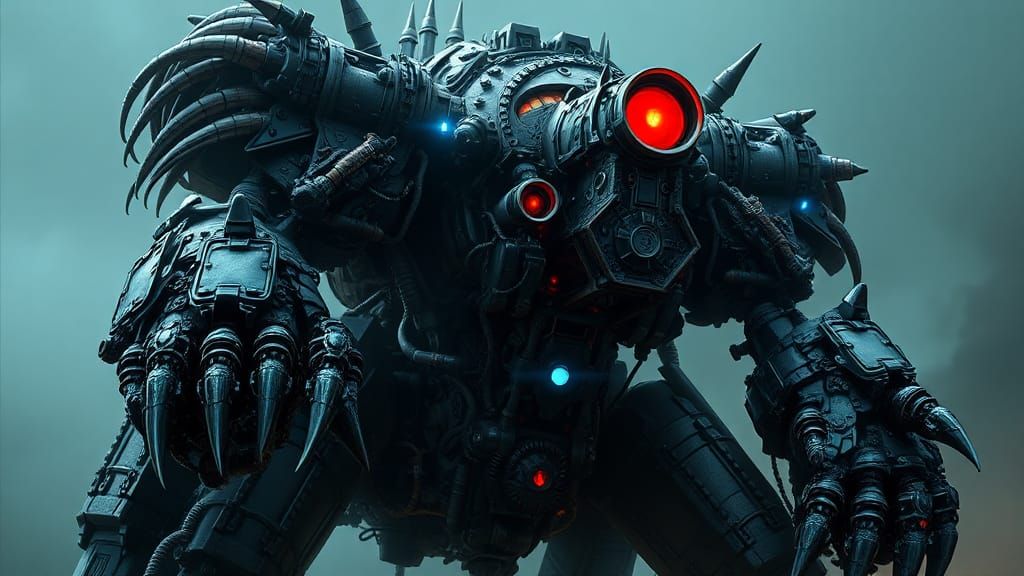 Gothic Mechapunk Mecha Prepares for Battle