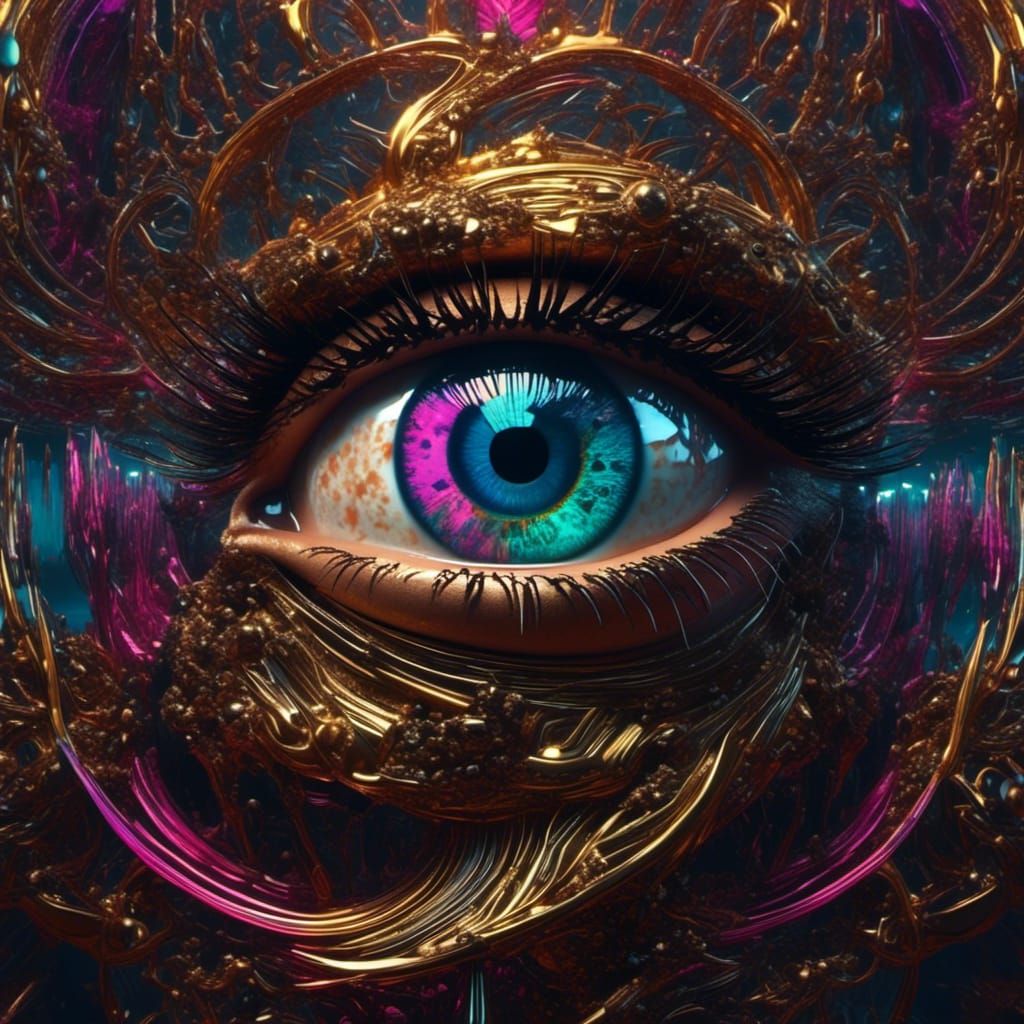 All-Seeing Guinea Pig in Synthwave Explosion