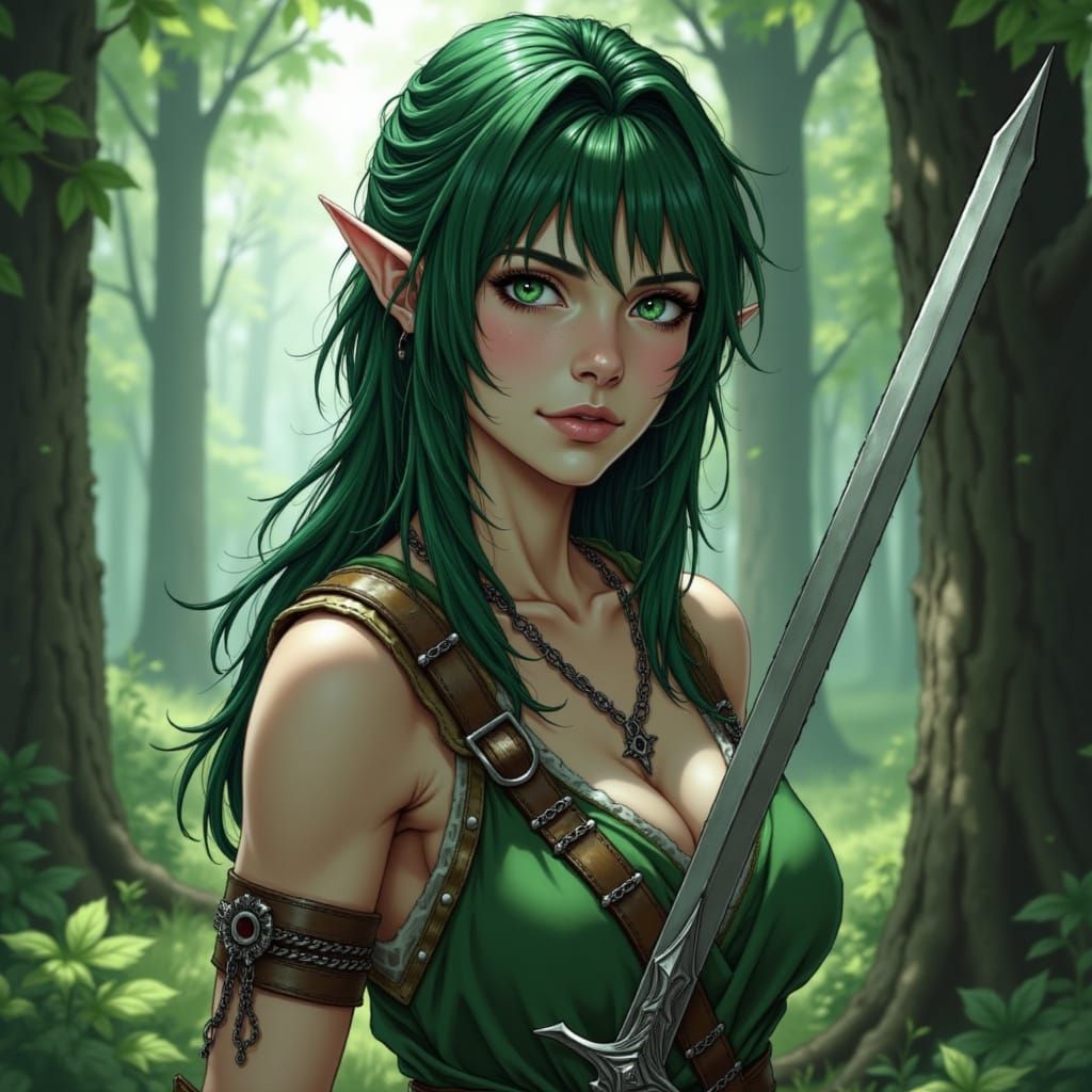 Elf Maiden in a Dreamy Landscape