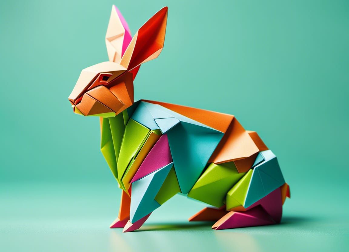 Hyperrealistic Origami Rabbit in 8k Resolution