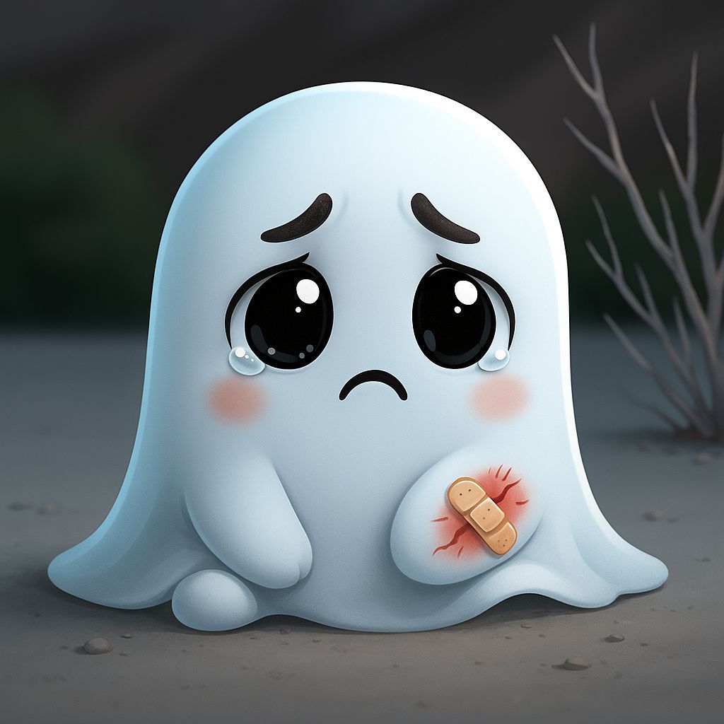 Adorable Sad Ghost with an Ouchie in CGI