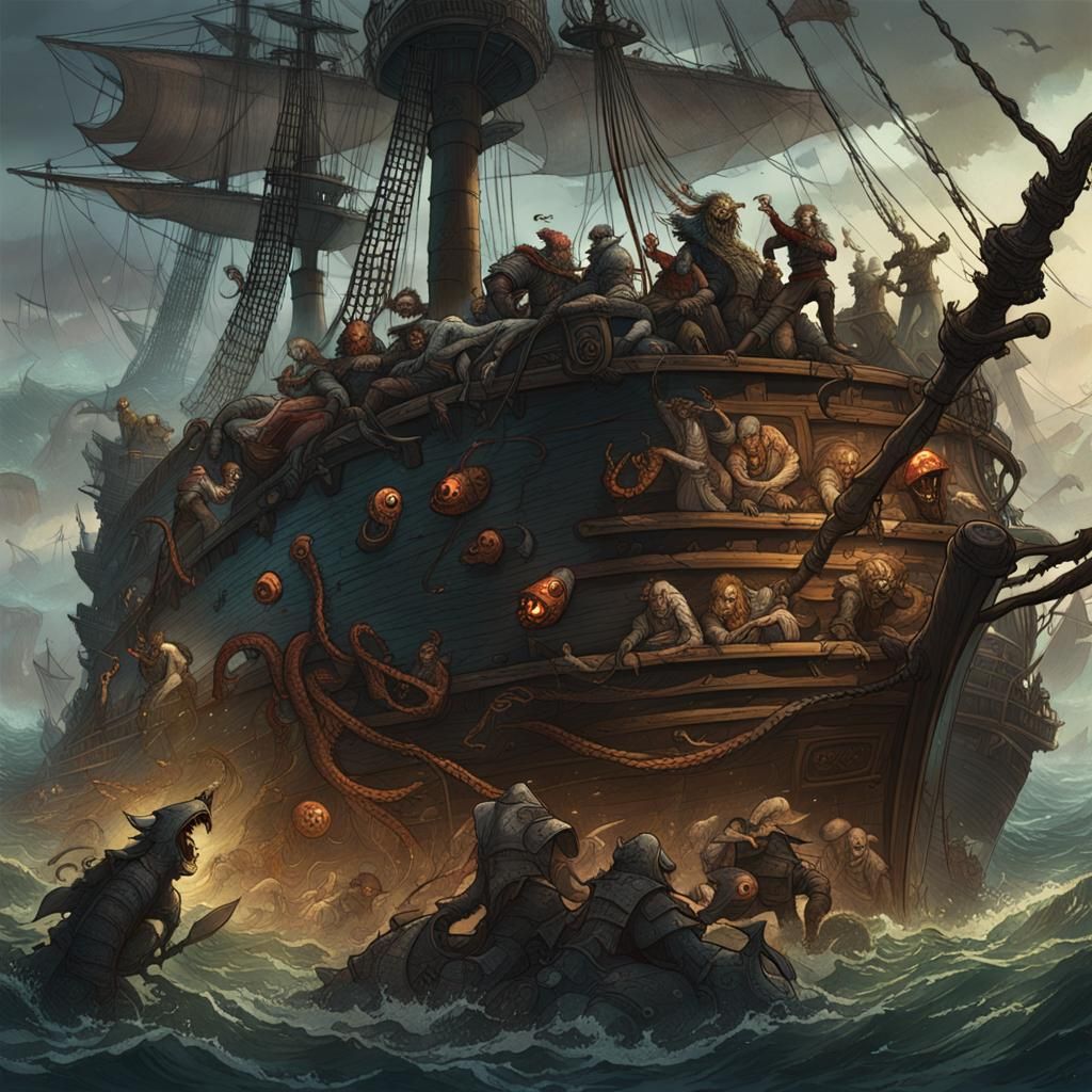 Sea Monsters vs Pirates: Dark Fantasy Battle