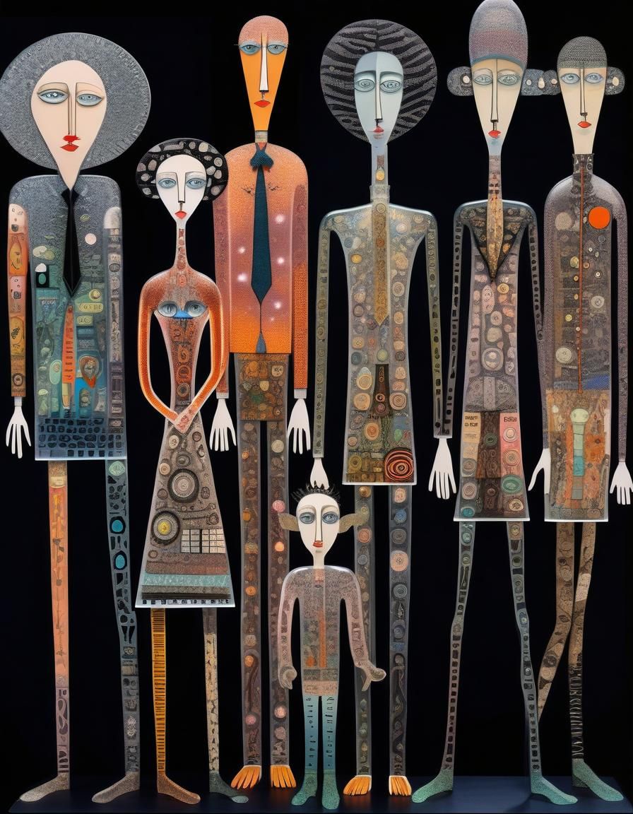 Whimsical Glass Figures in Naive Art Style