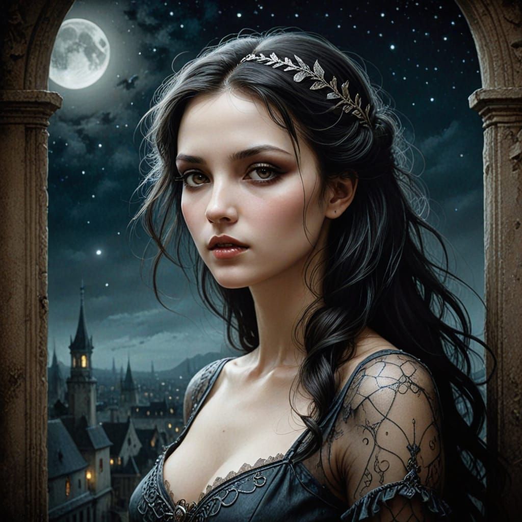 Dreamy Portrait of a Somnambulist in a Nighttime Workshop