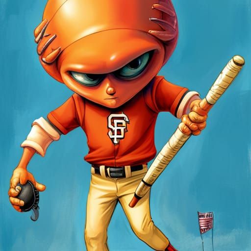 Alien Giants Fan: Detailed Monochromatic Pencil Sketch