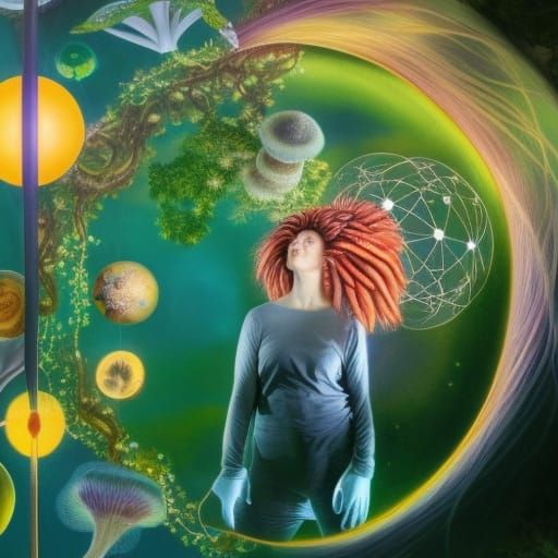 Surreal Stargazing Platform with Fungi Network, Dynamic Rend...