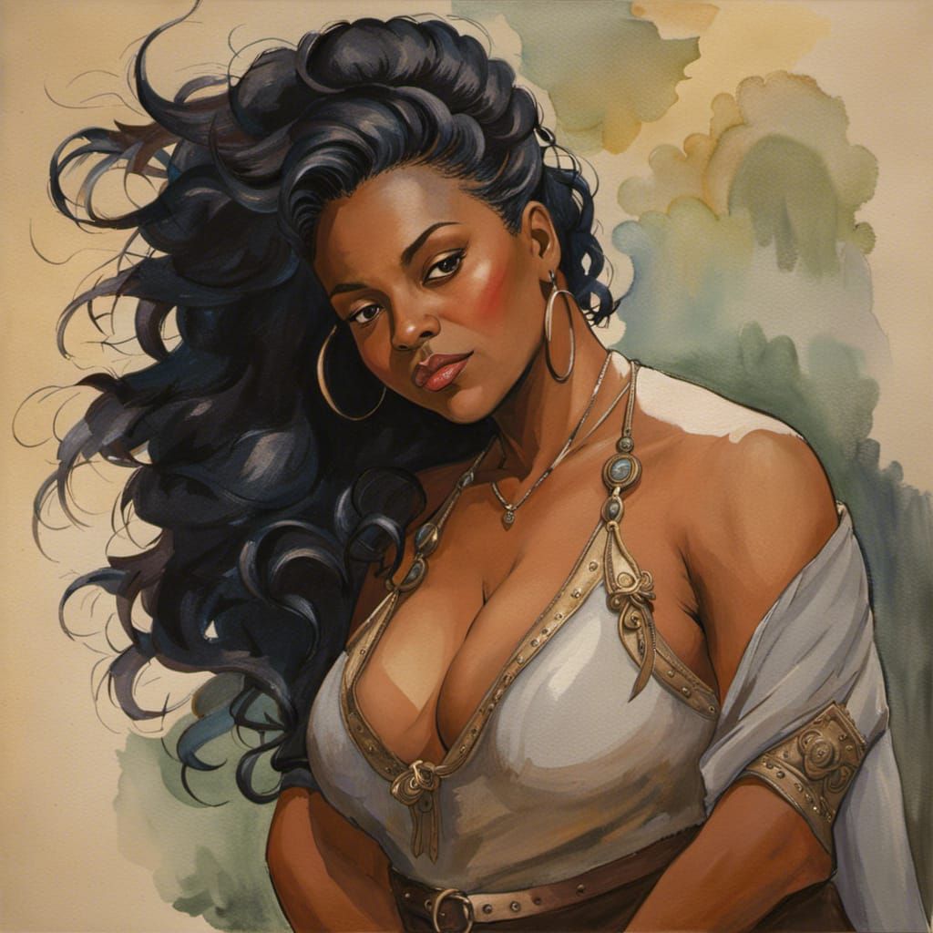 Medieval Woman Portrait in Studio Ghibli Watercolor Style