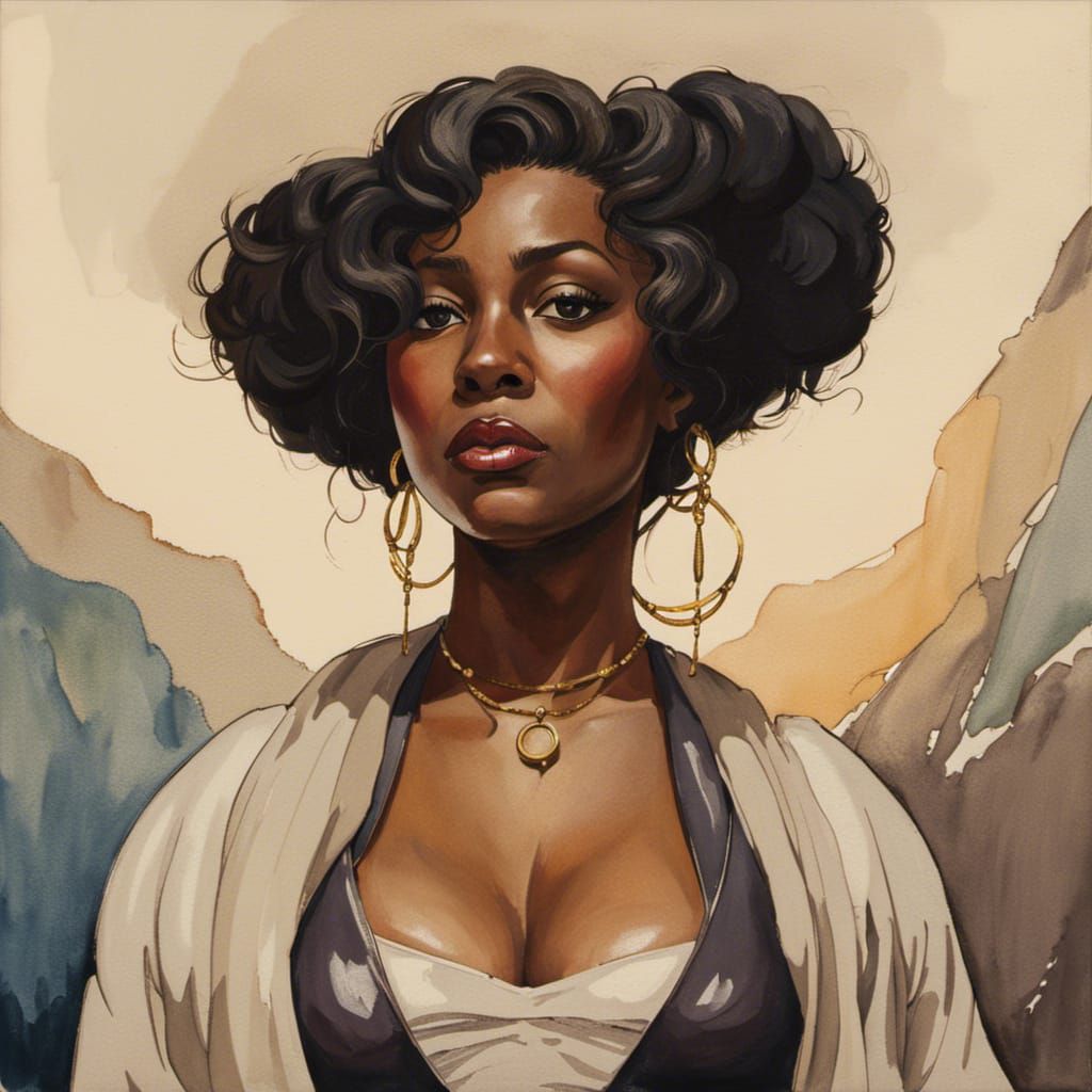 Fantasy Woman in Watercolor by Studio Ghibli