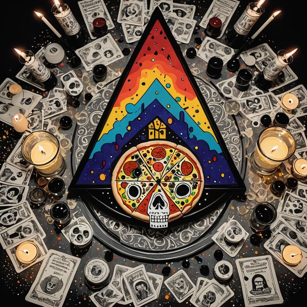 Colorful Surrealist Cubist Pizza in Pop Art Style