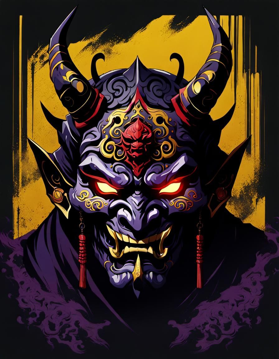 Dark Anime Oni Mask Concept Art