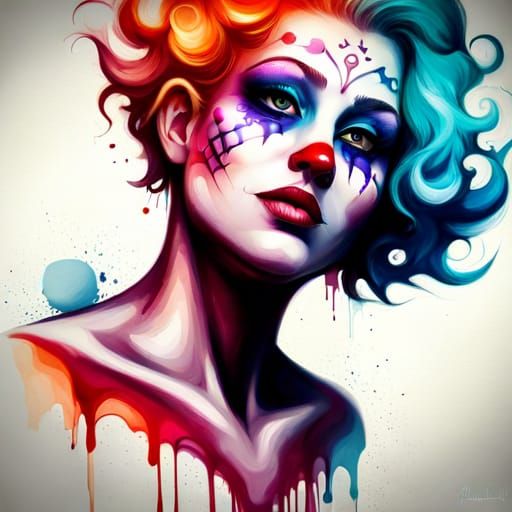 Harlequin Clown Graffiti Art Portrait