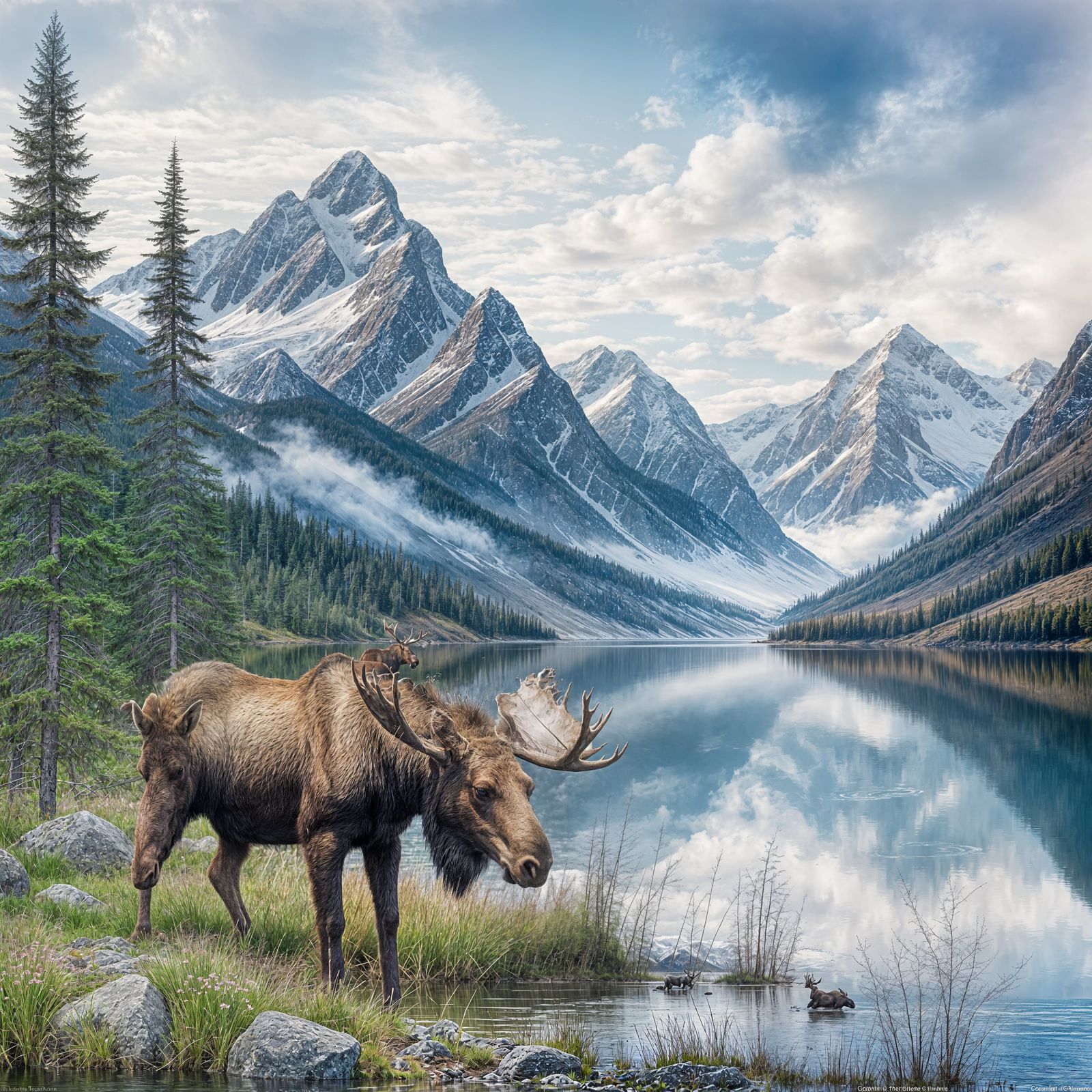 Majestic Moose Amidst Winter Wonderland