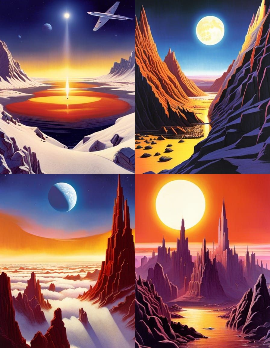 Vintage Space Art Inspired by Chesley Bonestell