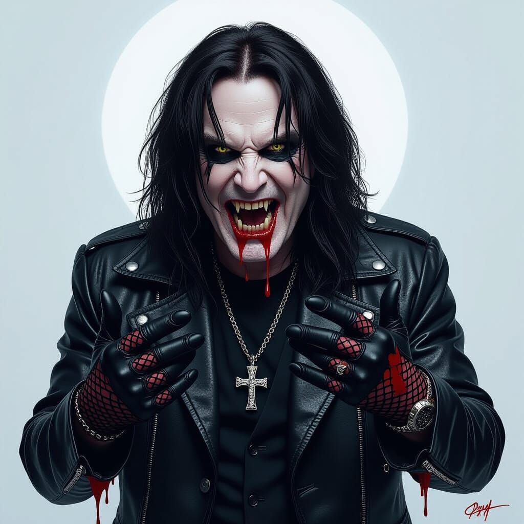 Ozzy Osbourne Vampire Portrait in Dark Mystical Style