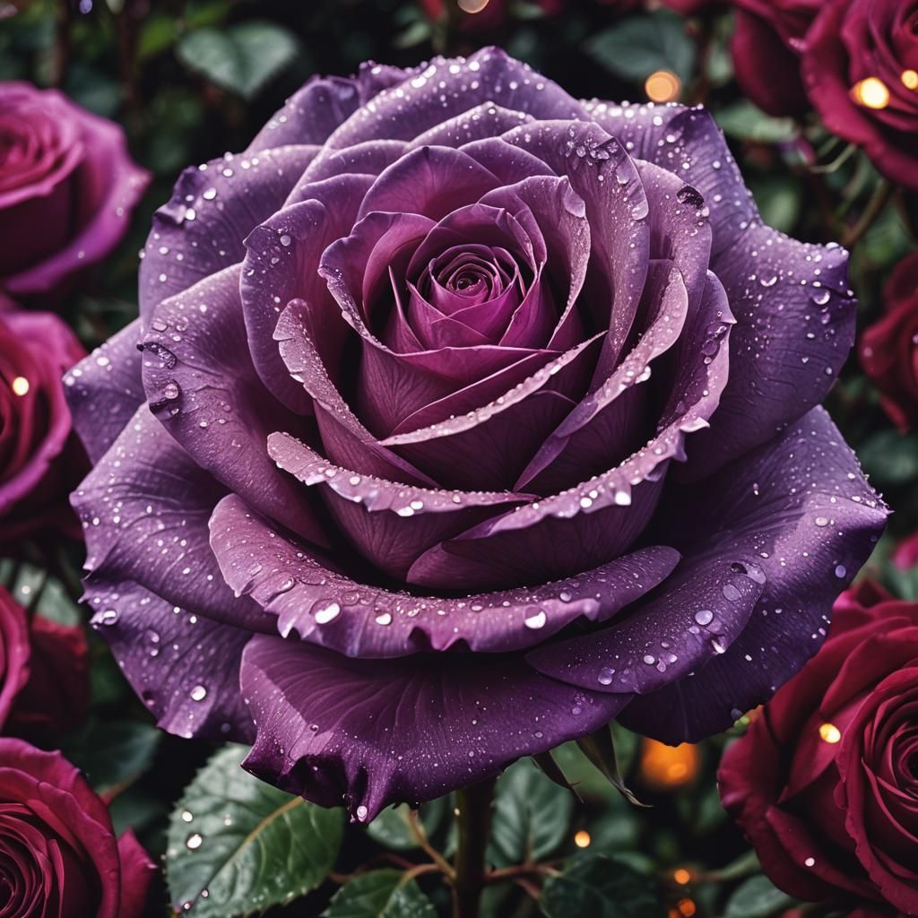 Spectacular Purple Rose with Silver Lights