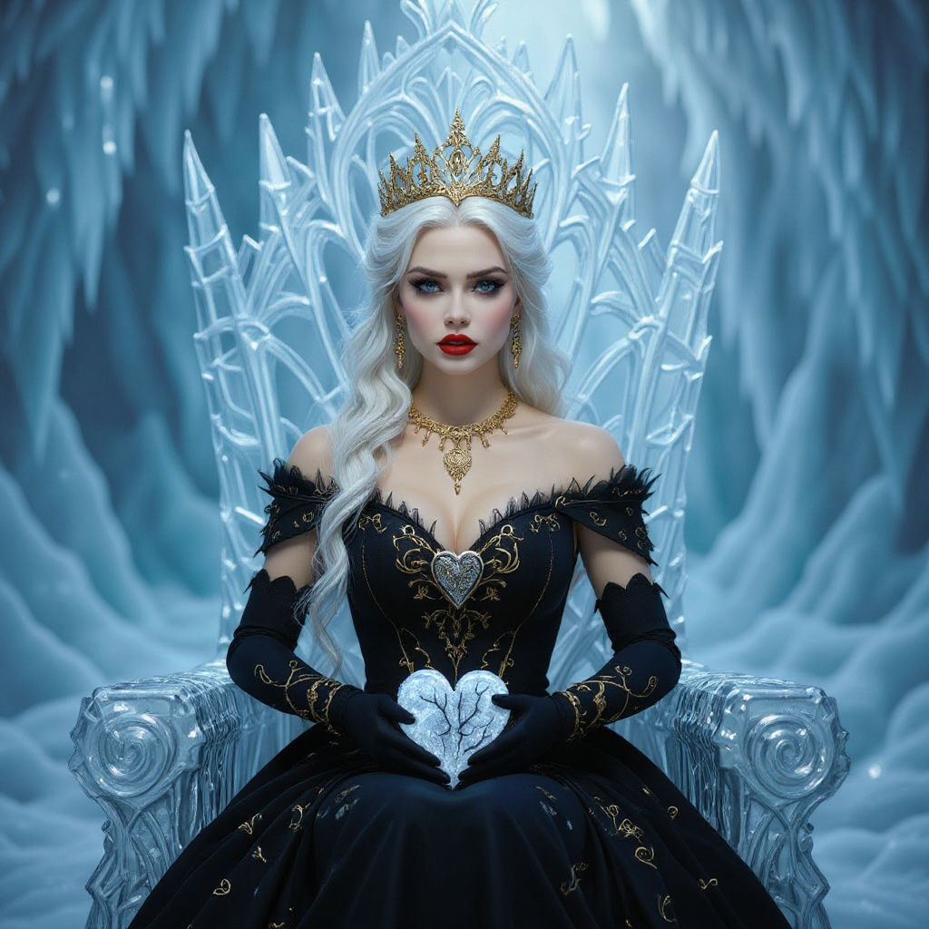 Icy Queen on Throne in 8K Photorealistic Style