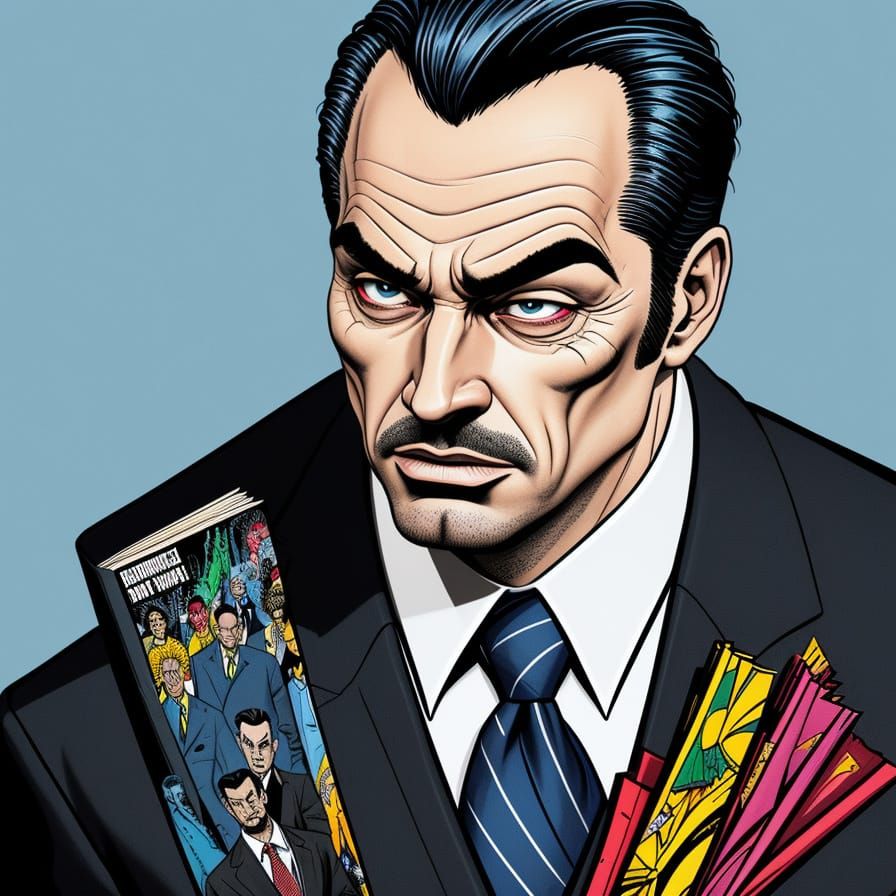 Satirical Businessman Illustration in Comic Book Style