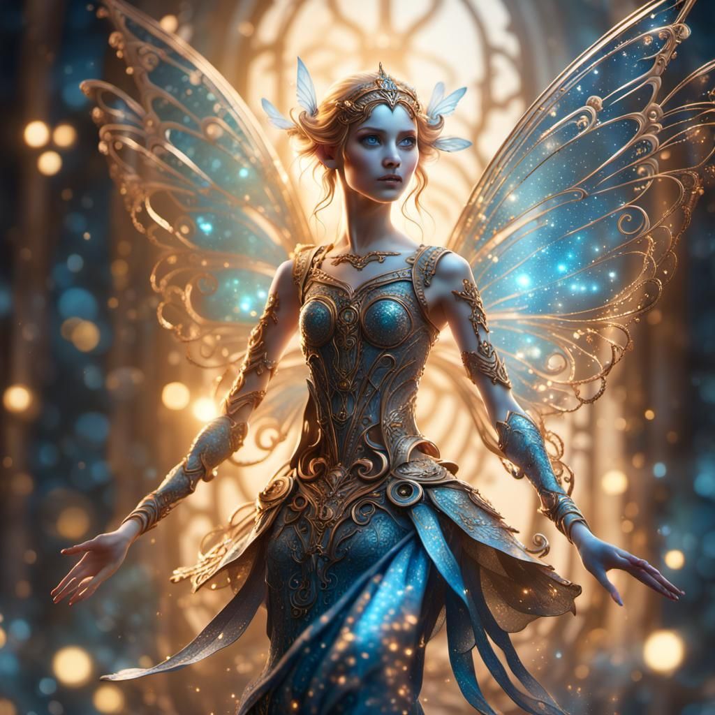 Mechanical Elf Fairy in Ornate Industrial Fantasy