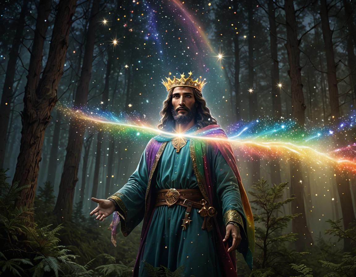 Celestial Djinn in Forest with Star Crown