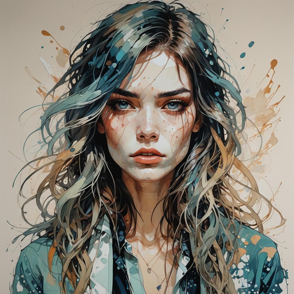 Elegant Fashion Model Oil Painting in Expressionist Style