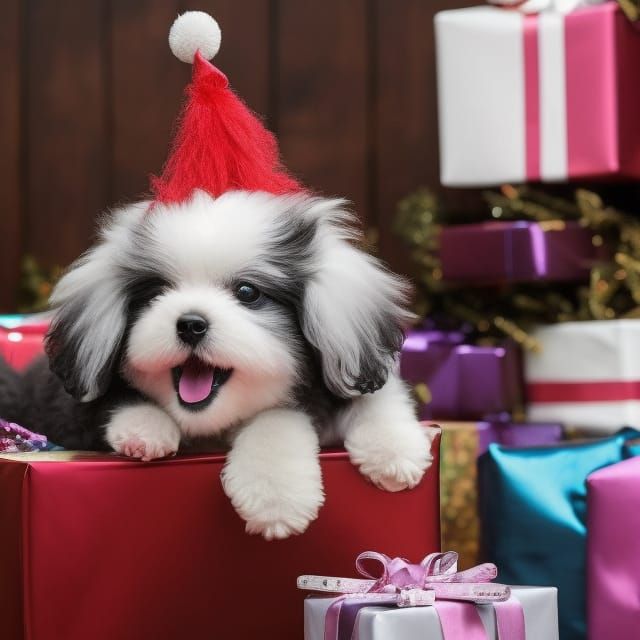 Cute Puppy with Presents Illustration