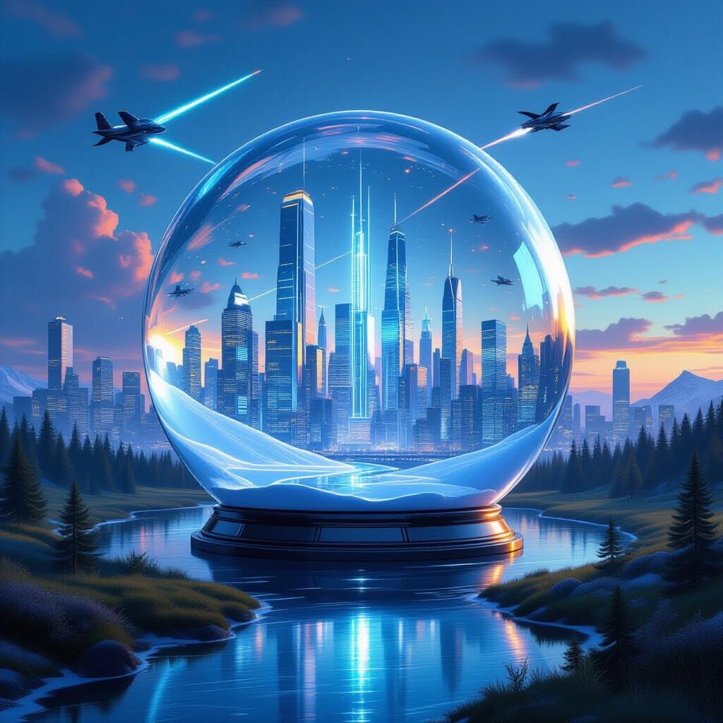 Futuristic City Meets Nature in Hyperrealistic Style