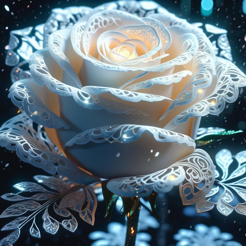 Magical Lace Rose in Fantasy Space