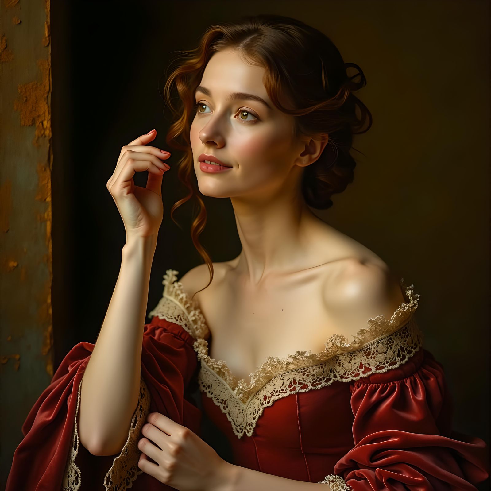 Flirty Woman Portrait in Da Vinci Style