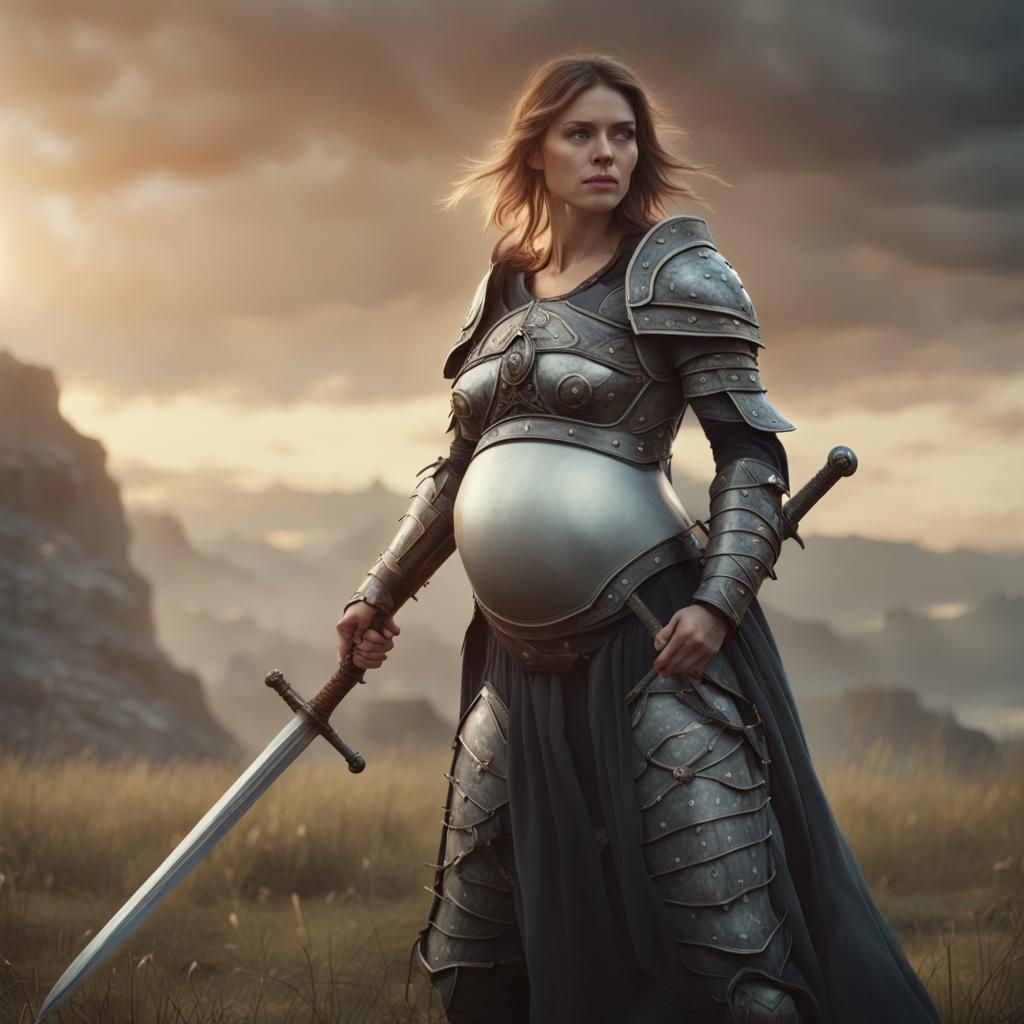 Epic Pregnant Warrior Attacks on Battlefield