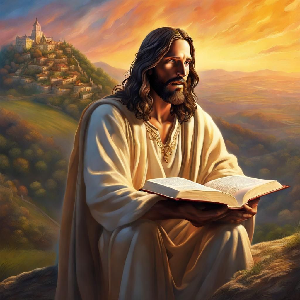 Jesus Christ Holding Book of Life, Hyperrealistic Art