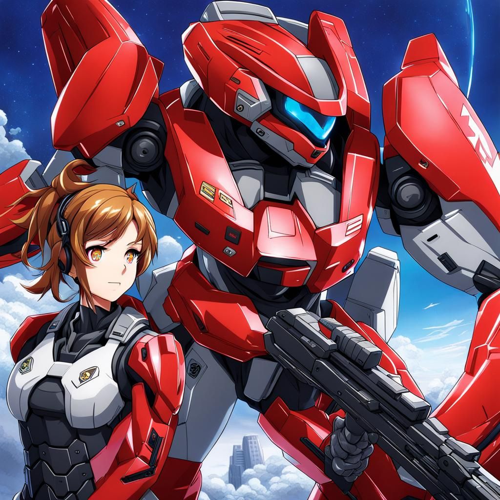 Anime Halo Girl in Manga Key Visual Style