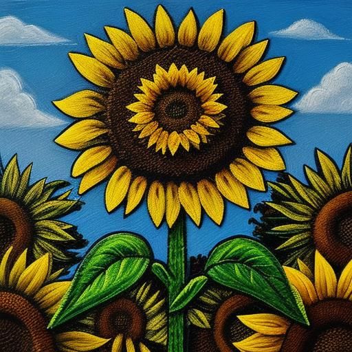 Folk Art Sunflower Close-Up