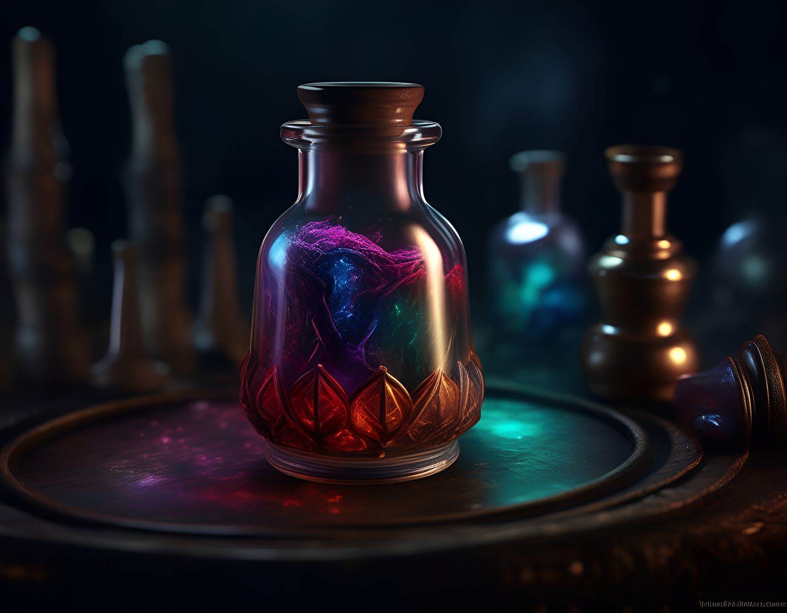 Detailed Magical Potion in Elegant Vial, Hyper-Realistic