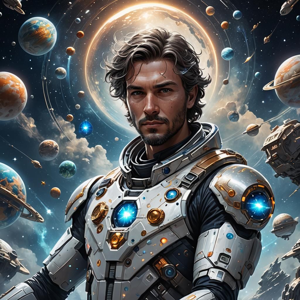 Aquarius Man in Galactic Surrealism