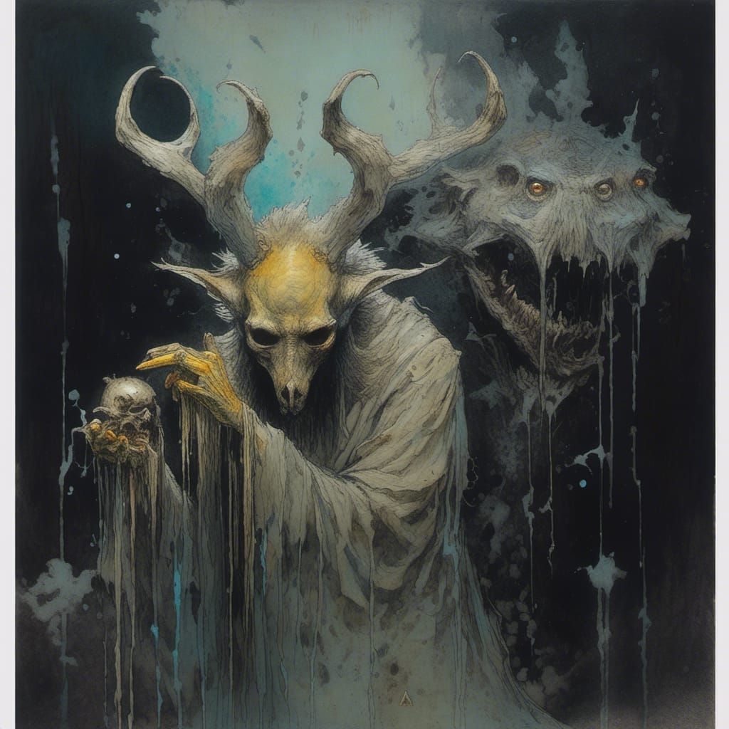 Ego's Shadow: A Macabre Oil Painting