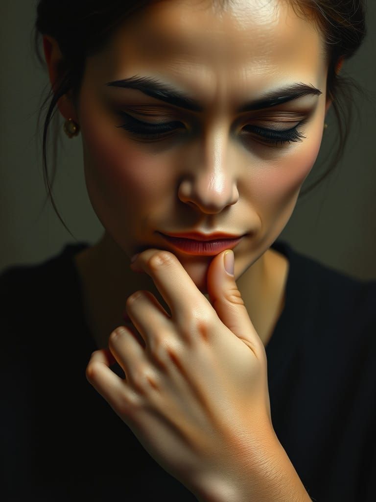 Contemplative Woman in Moody Light