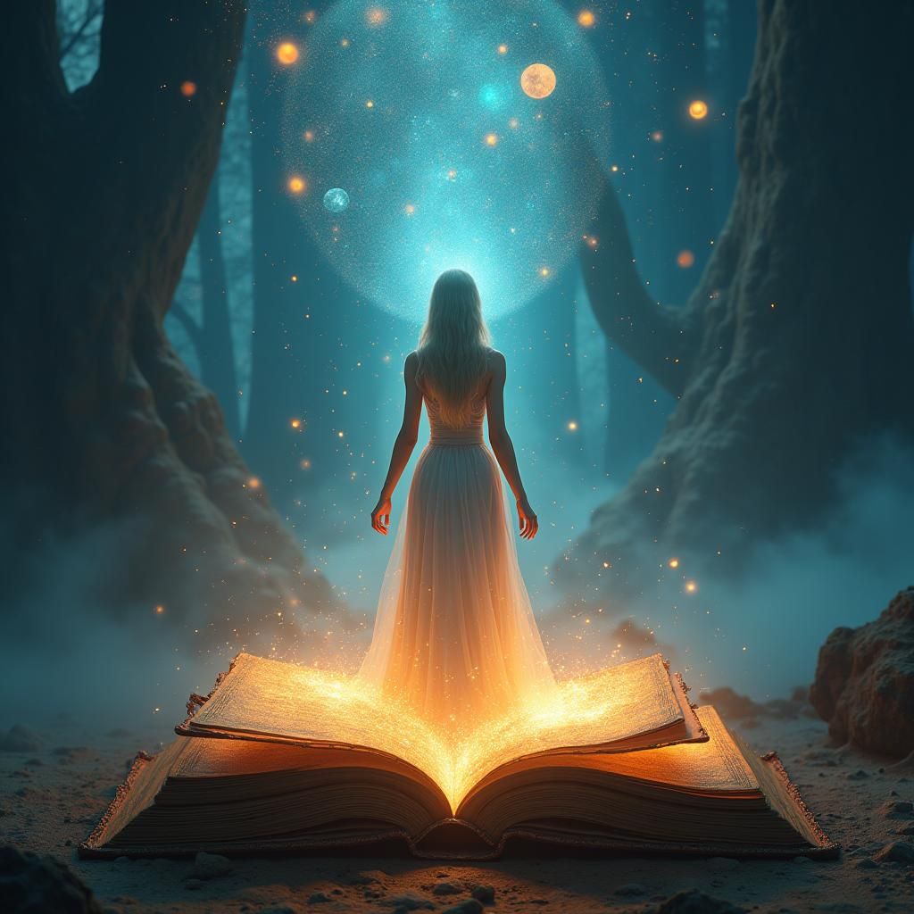 Ethereal Maiden in Iridescent Dreamscape, Fantasy Art