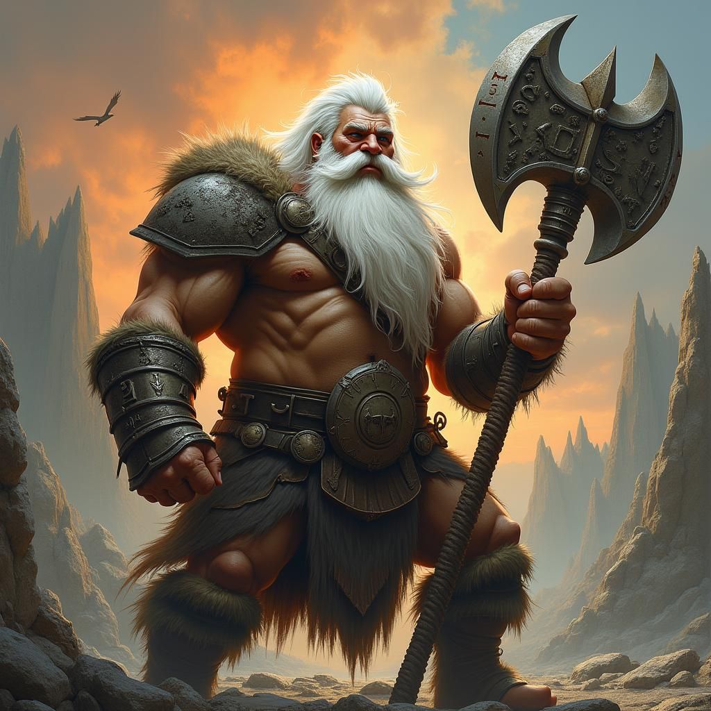 Dwarf Barbarian in a Gritty Fantasy Landscape