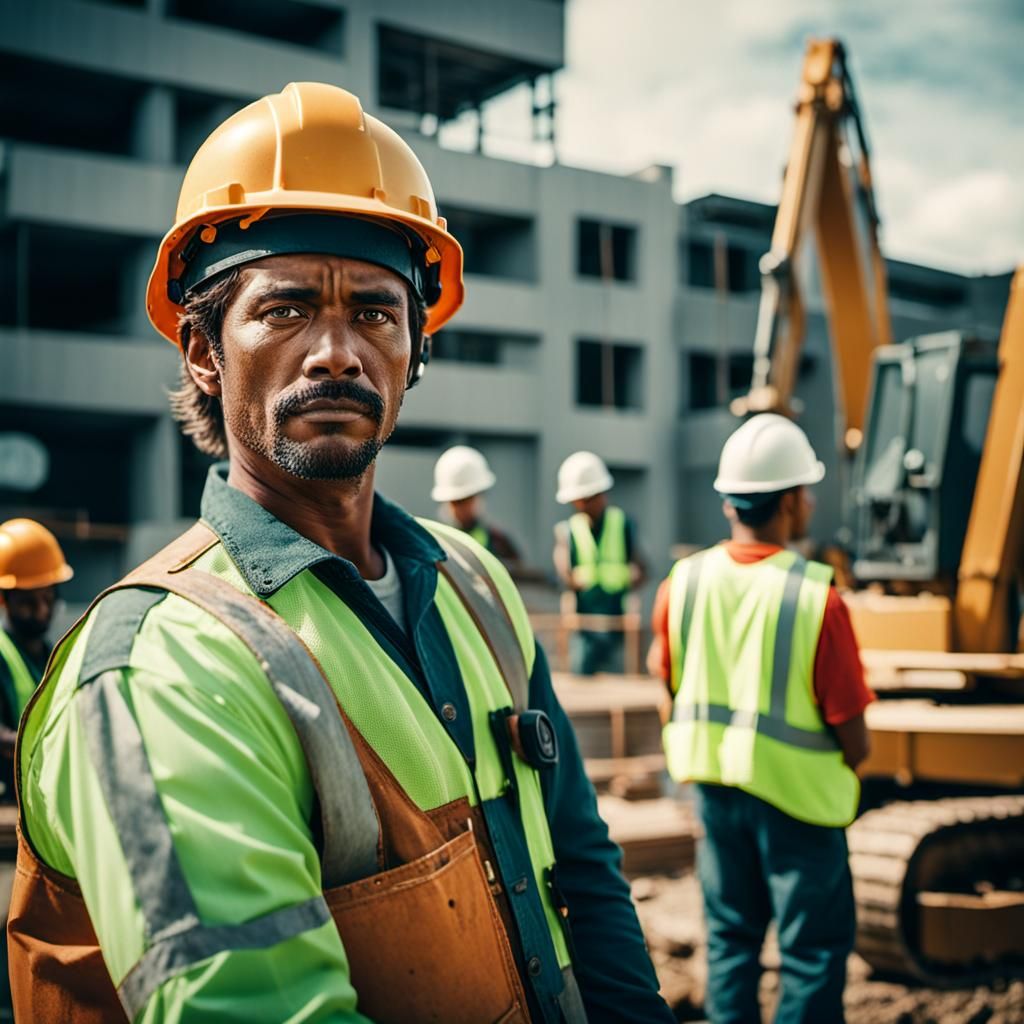 Cinematic Construction Worker Film Still