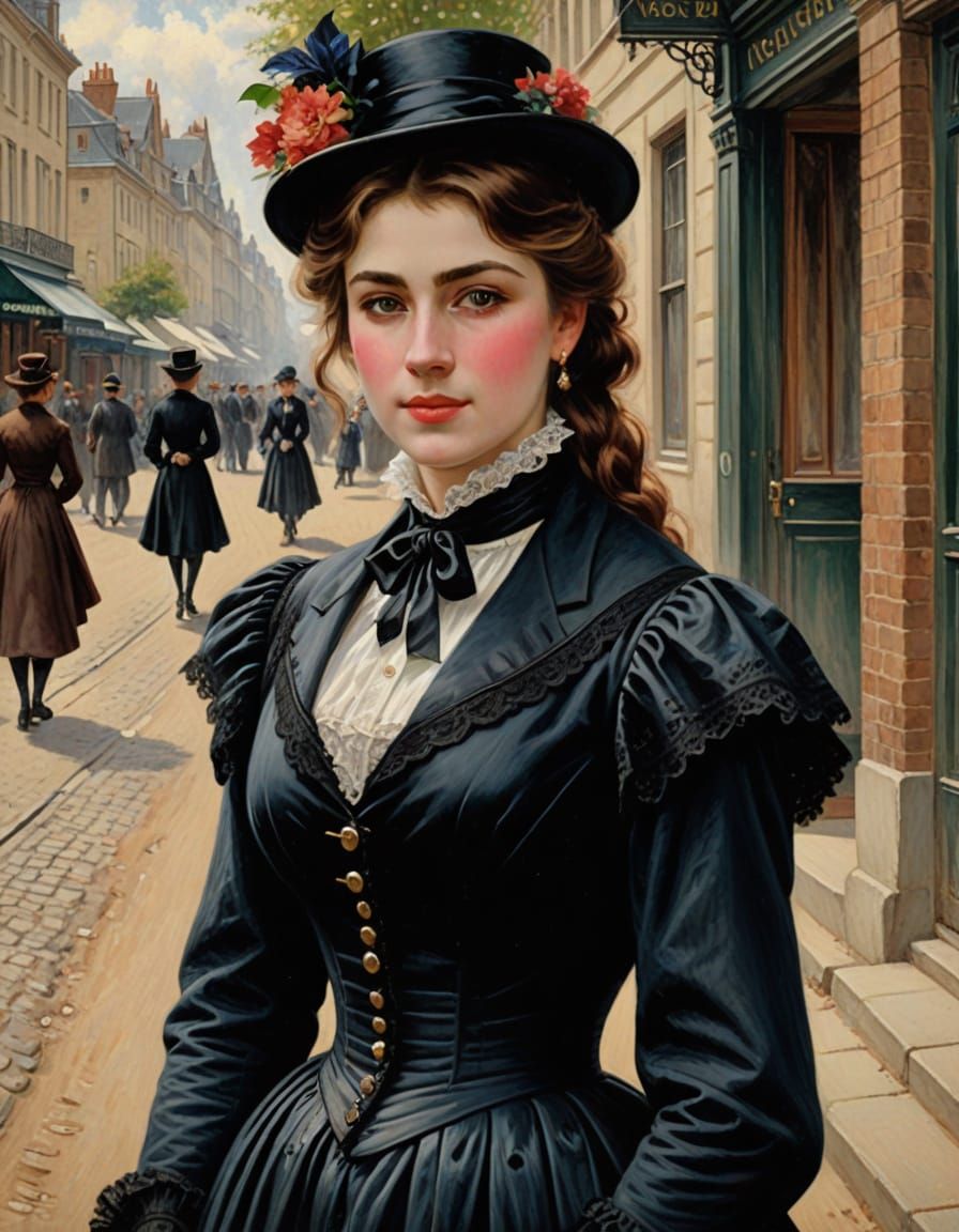 Victorian Woman Portrait in Impressionist Style