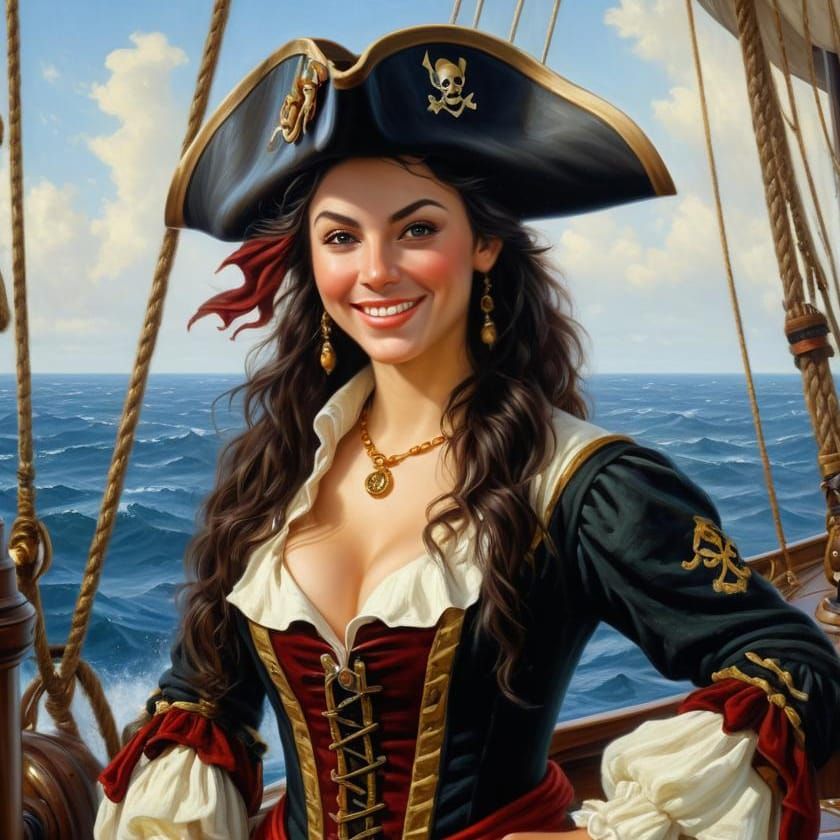 Elf Pirate Portrait in Oil Painting Style