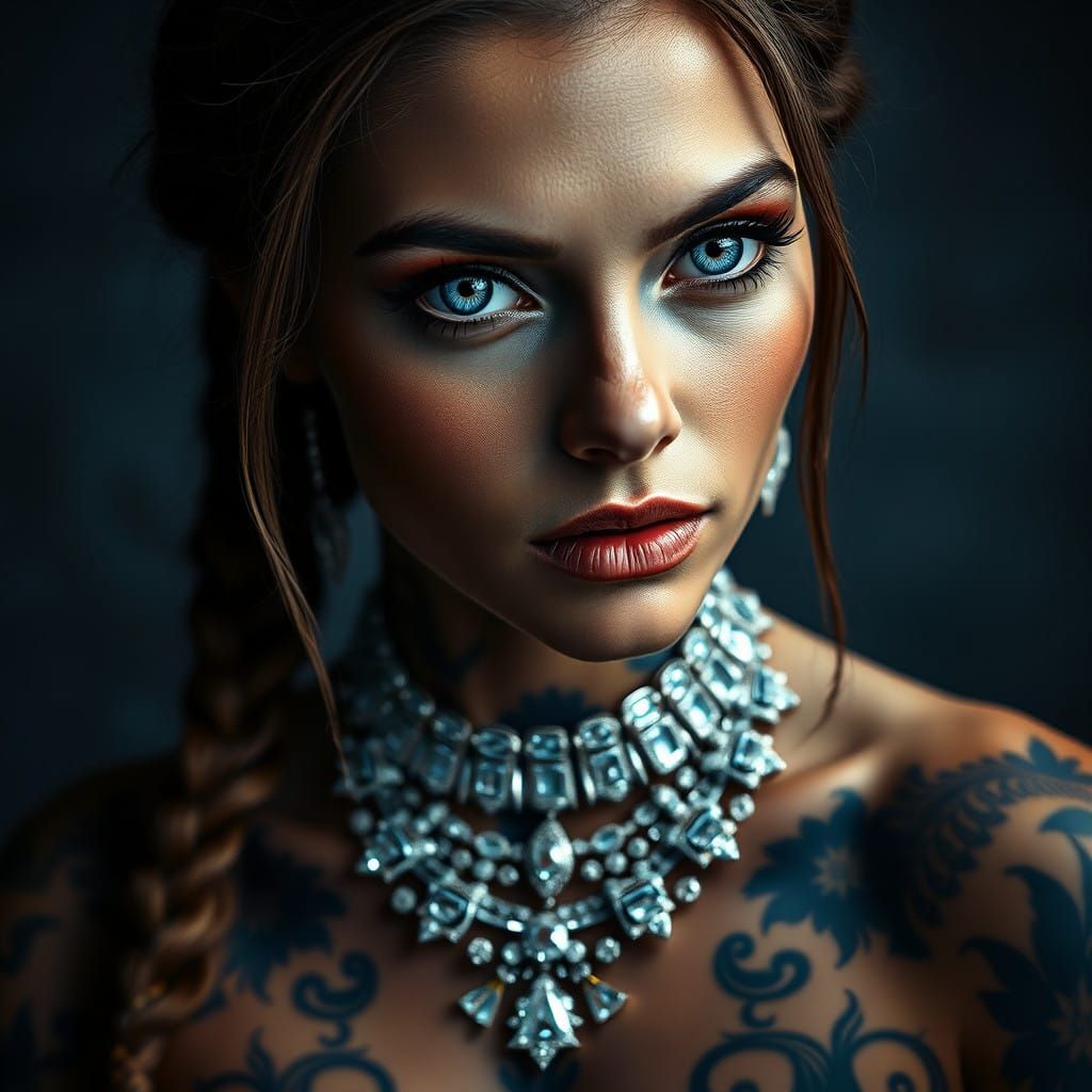 Woman in Glamorous Hyperrealistic Portrait