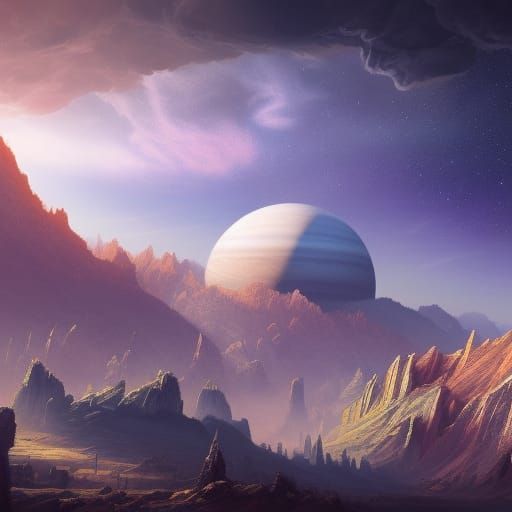 Detailed Matte Painting of Jupiter in Deep Color