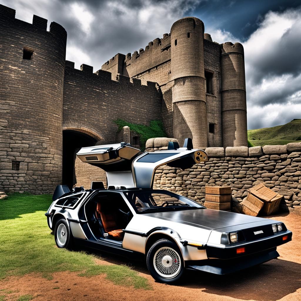 DeLorean Time Machine in an Iron Age Fort