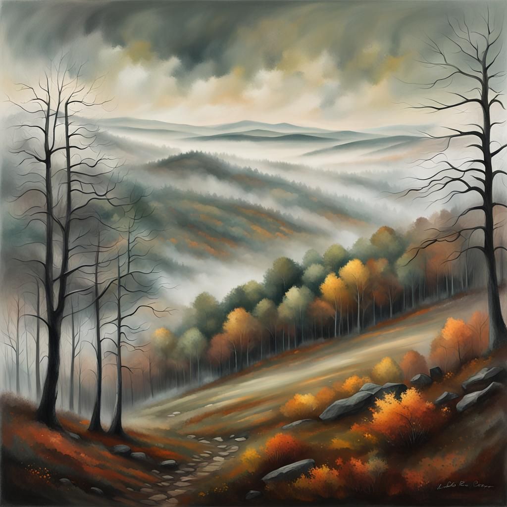 Atmospheric Autumn Landscape Painting