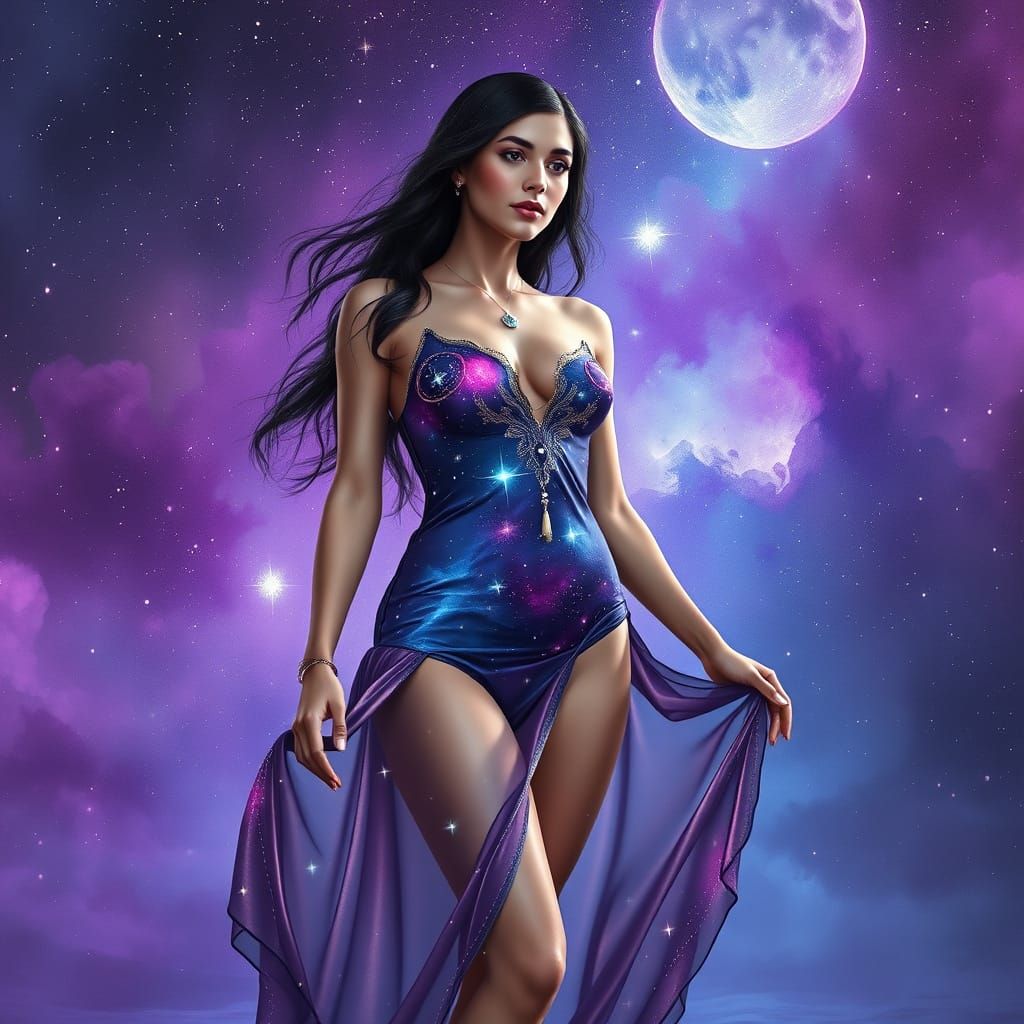 Celestial Goddess in Watercolor Universe