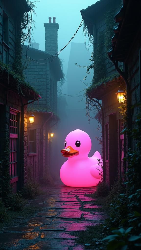 Mystical Alley with Giant Pink Rubber Duck