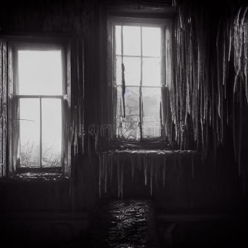 Goth Model Beside Rusted Iron Sculpture in Film Noir