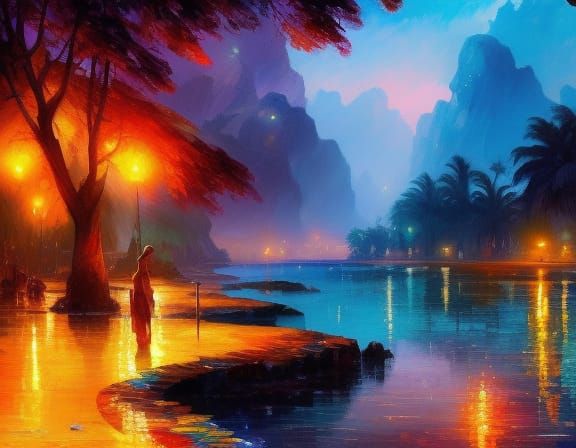 Tropical Rockpool in Watercolor with Triadic Colors