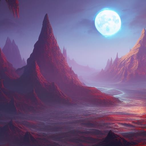 C-Moon Detailed Matte Painting in Deep Color